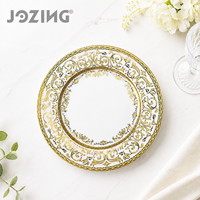 Assiettes de luxe en céramique en gros avec bord doré, vaisselle en porcelaine pour l'hôtellerie et la restauration