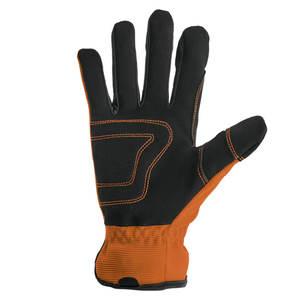 Orange-<b>Black</b> Full Finger Leather Mechanic <b>Gloves</b> Vibration-Resistant Safety Mechanic <b>Gloves</b> for Men Made by Bolivia - Product Image 3