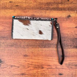 คลัทช์แกะสลักมือดีไซน์สวยกระเป๋าเงินหนังวัวสีเทอร์ควอยซ์ดีไซน์สวย - Product Image 4