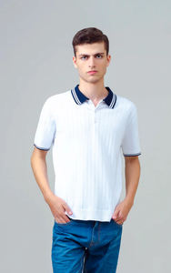 Verano personalizado hombres ropa de negocios Polo cuello camisa costilla prendas de punto al por mayor suéteres de manga corta fabricados por productos Huzaifa - Product Image 3