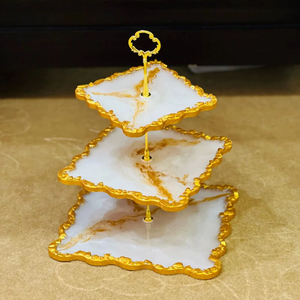 Handmade 3-Tier Resin Cake Stand Cupcake & Dessert Holder Luxury Resin <b>Crafts</b> for Home & Events by Tradebit - Product Image 1