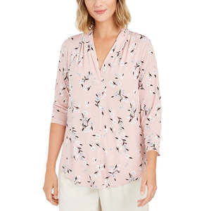 Top da Donna Charter Club con Stampa Floreale e Scollo a V, in Chiffon Traspirante Lavorato a Maglia, Disponibile XL (Extra Large) per Abbigliamento Casual e Formale - Product Image 1