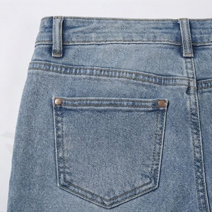 Custom Logo Breathable <b>Women</b> Straight Denim Workout Mid Waist Flat Front Casual Winter Wear Premium Trendy Fashion <b>Trousers</b> - Product Image 5