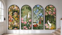 Peinture murale sur toile moderne personnalisée, motif Jardin Indien, OEM ODM, forme arche, pour couloir et canapé, décoration intérieure