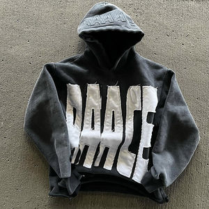 Sudadera con capucha de lana para hombre de invierno desgastada personalizada de calidad superior poliéster/algodón bordado ropa de calle superventas - Product Image 4