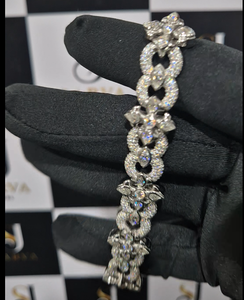 Lujo IGI certificado enlace cubano personalizado Marquesa corte laboratorio cultivado diamante Moissanite plateado plata 925 pulsera de plata esterlina - Product Image 3