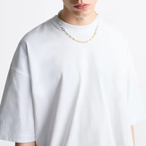 100_ Cotton Mens <b>Tshirt</b> Custom logo Desgin Luxury Quality Oversize Rib O-neck Drop Shoulder Streetwear Blank T-shirt for Men - Product Image 3