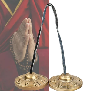 Acheter en laiton massif tibétain Tingsha cymbale cloche Tingsha cymbales tibétain chanceux symbole en relief méditation Yoga cloche carillons en gros - Product Image 4