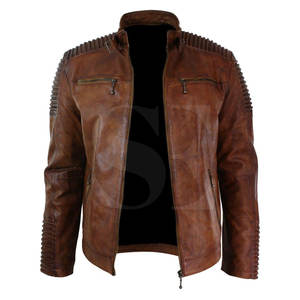 Veste de moto en cuir véritable personnalisée de haute qualité pour hommes, coupe-vent et imperméable pour toutes les saisons, conception OEM pour l'hiver - Product Image 2