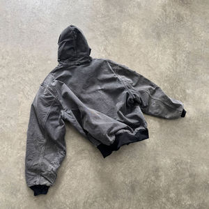 Sudadera con capucha extragrande de algodón 100% para hombre, estilo urbano, rasgada, desgastada, con estampado de pedrería, de invierno, OEM - Product Image 2