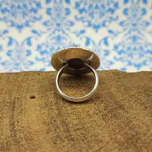 แหวนเงินสีเงิน925เคลือบไททาเนียมสีเงินดีไซน์ทางตะวันตกเฉียงใต้ทำจากช่างฝีมือด้วยหินไข่มุกเพชรสำหรับงานแต่งงาน - Product Image 3