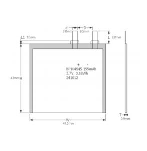 Batería de Polímero Ultrafina Personalizada de 3.7V 155mAh, Celda de Bolsa de 1mm de Grosor para Tarjeta Inteligente, Personalizable - Product Image 3
