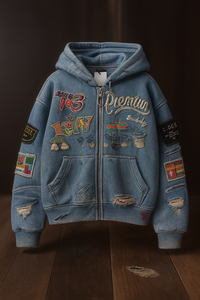 Sweats à capuche personnalisés avec patchs brodés Streetwear pulls et sweats à capuche zippés, sweatshirts à patchs avec logo à la mode - Product Image 5