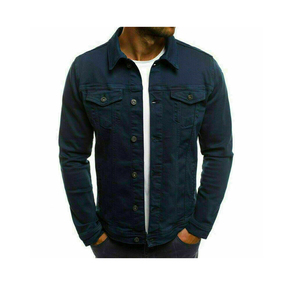 เสื้อแจ็กเก็ตยีนส์ผ้าฝ้ายสีซีดกันลมสำหรับผู้ชายแขนยาวออกแบบได้ตามต้องการ - Product Image 5