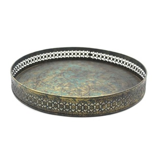 Wholesale Serve ware Gray Large Size <b>Iron</b> Round Shaped Designer Serving Tray Dish And Plate Handmade Customized - Product Image 6