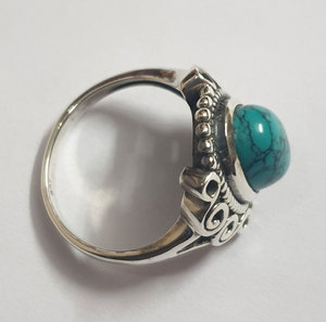 Anillo de Plata de Ley 925 con gema turquesa, joyería hecha a mano, con forma ovalada, para mujeres - Product Image 2