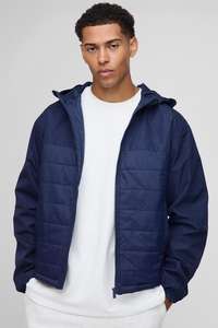 2025 hommes bleu couleur Nylon doudoune en gros col montant hiver à capuche plume bulle rempli XS à toutes les tailles matériel - Product Image 2