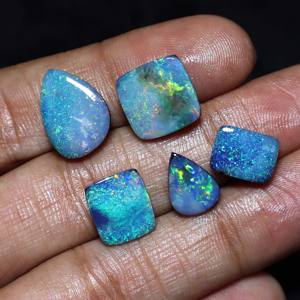 5 Piece Lot Natural Australian Opal Doublet Cabochon Fancy Shape Handmade Multi <b>Fire</b> High Quality Wholesale - Product Image 2