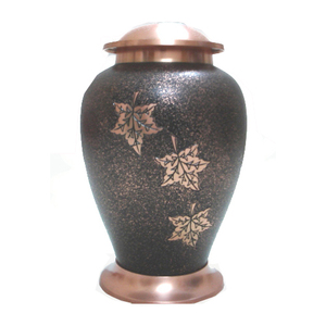 American Style <b>Large</b> Adult Human Cremation <b>Urn</b> Falling Maple Leaves Design Metal Ashes Storage for Funeral Services Memorial - Product Image 1