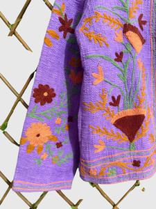 Veste matelassée à col mandarin brodée à la main avec des motifs floraux, manches longues, taille plus, vêtements de printemps pour femmes, style bohème en velours - Product Image 5