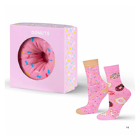 Boîte cadeau de chaussettes en coton, style donut, antidérapantes, décontractées, douces, respirantes, confortables, pour enfants et adultes, vente en gros