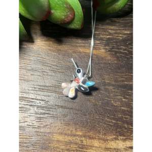 จี้เงินแท้ทำมือฝังรูปนกฮัมมิงเบิร์ดพร้อมจี้หยกหลายเม็ด - Product Image 4