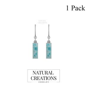 Pendientes Colgantes de Plata de Ley 925 de Alta Calidad con Larimar de Agua de Mar, Forma de Doble Corazón, Engaste de Bisel, Regalo de Moda - Product Image 2