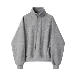 Streetwear estilo retro casual pareja media cremallera sudaderas con capucha hombres pullover sudadera Drop hombro chaqueta mujeres - Product Image 1