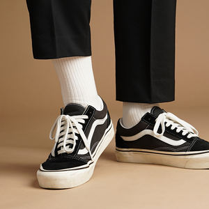 Chaussettes en coton pour hommes - Chaussettes habillées classiques de qualité supérieure mi-mollet épaisses respirantes Chaussettes côtelées coréennes ODM - Couleur unie - Product Image 2