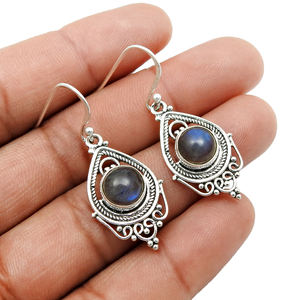 Meilleure vente Produit de qualité supérieure en vente Boucles d'oreilles en argent sterling 925 en labradorite naturelle, aspect artisanal, bijoux faits main - Product Image 3