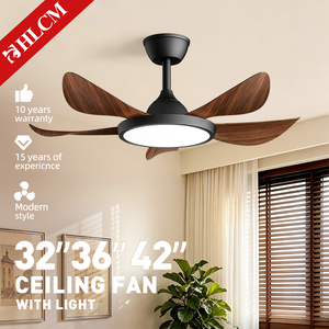 Ventilateur de plafond LED de style vintage avec télécommande, moteur DC, 5 pales, 6 vitesses, intensité variable, faible bruit pour salon/salle à manger/chambre - Product Image 1