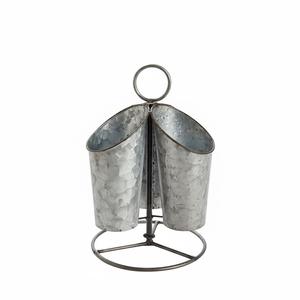 Organizador de Utensilios Giratorio de Metal Galvanizado Estilo Rústico, con 3 Compartimentos y Asa, para Decoración de Encimera de Cocina - Product Image 1