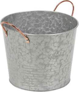 Cubeta para Bebidas de Hierro Galvanizado, Enfriador de Vino Metálico, Elegante Cubitera para Fiestas para Champagnes y Vinos con Asas de Cobre - Product Image 1