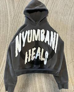 Sudadera con capucha con cremallera Vintage 2025 para hombre bordado desgastado 100% algodón cómodo ajuste Regular de alta calidad para ropa de otoño - Product Image 6