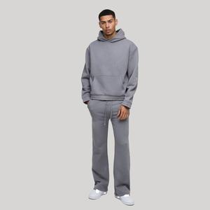 Nouveau style de survêtement décontracté à capuche pour hommes, ensemble de sport en molleton doux, confortable, ample, jogging uni, léger - Product Image 1
