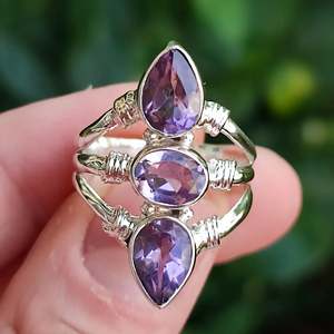<b>Boho</b> June Birthstone <b>Ring</b> 925 Sterling Silver Oval Cut Amethyst Handmade June Birthstone Jewelry Perfect Gift for Her Birthday - Product Image 2