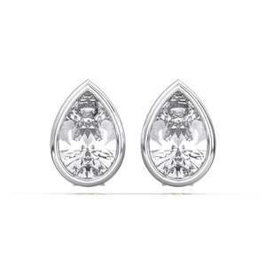 Pendientes de tuerca de moissanita de pera con bisel de 1,00 quilates Estilo contemporáneo en oro blanco de 14K Pendientes de diamantes OEM al por mayor - Product Image 4