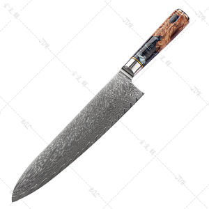 Cuchillo de Chef de 9.5 Pulgadas, Cuchillo de Cocina de Acero de Damasco de 67 Capas con Mango de Resina y Madera - Product Image 1
