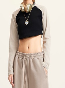 2024 nueva Camiseta de algodón de manga corta americana personalizada para mujer, Top corto informal dulce y picante BM Wind, camiseta de manga larga Rotator - Product Image 2