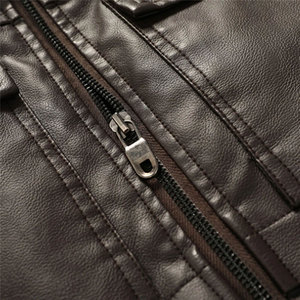 Chaqueta de cuero de invierno de calidad superior para hombre, logotipo personalizado, cuello levantado, a prueba de viento y tela de lona transpirable, recién llegado - Product Image 5