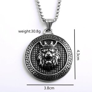 Collar yunnique retro europeo y americano para hombre, colgante de acero inoxidable de una sola cara con diseño del Rey León, regalo - Product Image 5