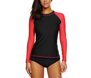 Haut de maillot de bain rayé Rashguard à manches longues UPF 50 + pour femmes pour le sport d'été Compression MMA Gym Top - Product Image 4