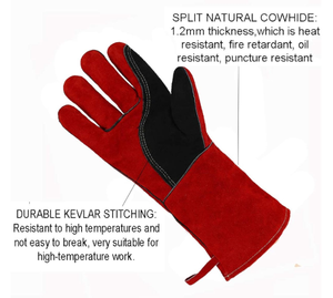 High Quality Leather Work Gloves High Temperature and Non-slip Protective Gloves Thick Leather <b>Welding</b> Gloves - Product Image 3