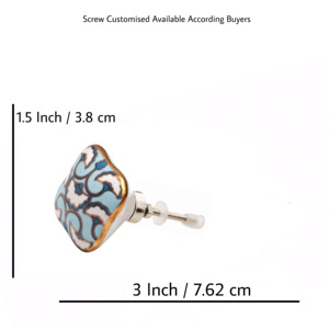 Pomos de cerámica rústicos de flores cuadradas y hexagonales marroquíes, tiradores de cajón de trabajo de oro negro para cocina y armario - Product Image 3