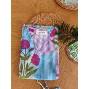 Kaftan Poppy multicolore à carreaux, taille unique, longueur 52 pouces, pour la plage, les fêtes, design décontracté personnalisé, taille basse - Product Image 2