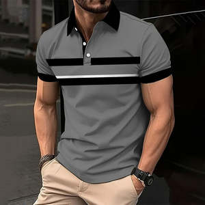 Calidad 220 gramos poliéster/algodón liso teñido hombres Polo ligero transpirable de talla grande sólido Logo patrón Ringer camiseta - Product Image 2