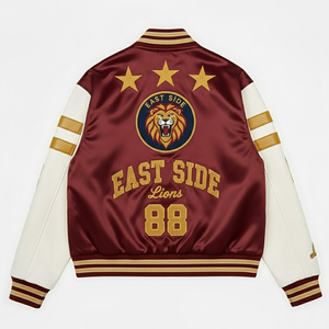 Chaqueta Varsity Personalizada con Bordado Chenille y Satén para Hombre, Novedad 2025, Chaqueta Deportiva Casual de Béisbol con Letras - Product Image 2