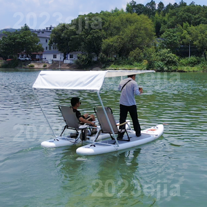 Bateau de pêche gonflable portable à catamaran, haute stabilité, <span class=keywords><strong>coque</strong></span> tunnel, ponton avec pont pneumatique Drop Stitch, auvent solaire pour lac et rivière - Product Image 2
