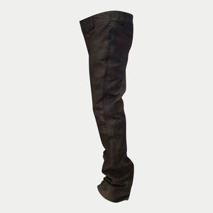 2024 New Custom Made <b>Men's</b> <b>Leather</b> Pants Solid Colour High Street Style Straight <b>Jeans</b> Distressed Mid Knitted Waterproof Low MOQ - Product Image 3