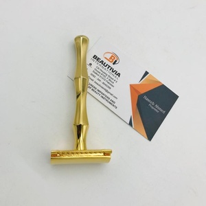 มีดโกนสแตนเลสสำหรับผู้ชายแบบเปียกมีดโกนสองขอบปลอดภัยทนทานเคลือบทอง - Product Image 6